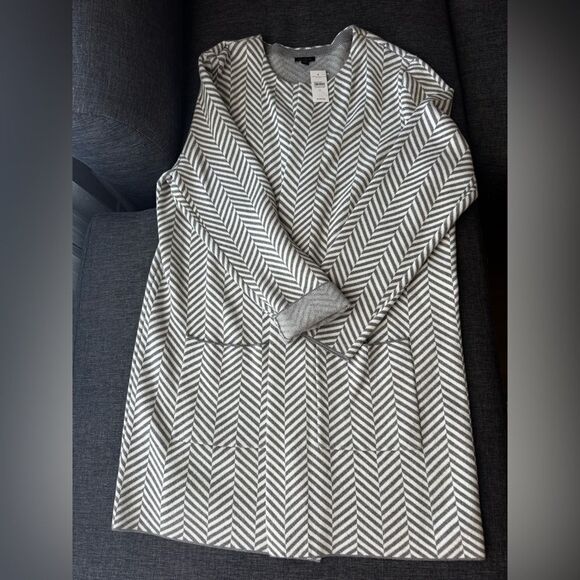 Ann Taylor Open Front Chevron Cardigan – Gray & White – Size XL – NWT - Picture 6 of 11